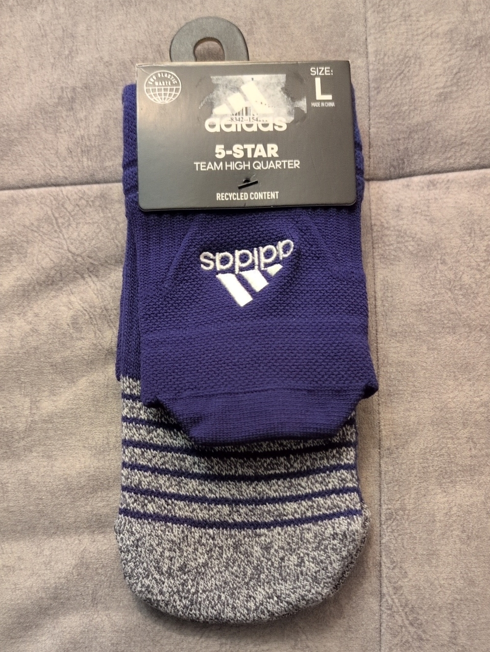 adidas 5-STAR Team High Quarter Socks in Purple and Gray